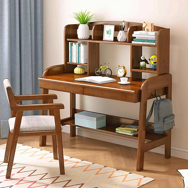 Solid Mehgoni Wooden Reading Table and Chair Combo Set for Study, Home & Office-IEST08